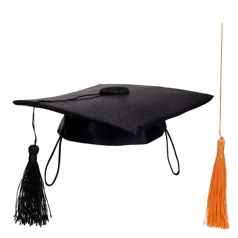 Online Exclusive Black Graduation Cap with Orange Tassel