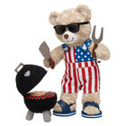 Happy Hugs Teddy Bear USA Overalls and BBQ Gift Set