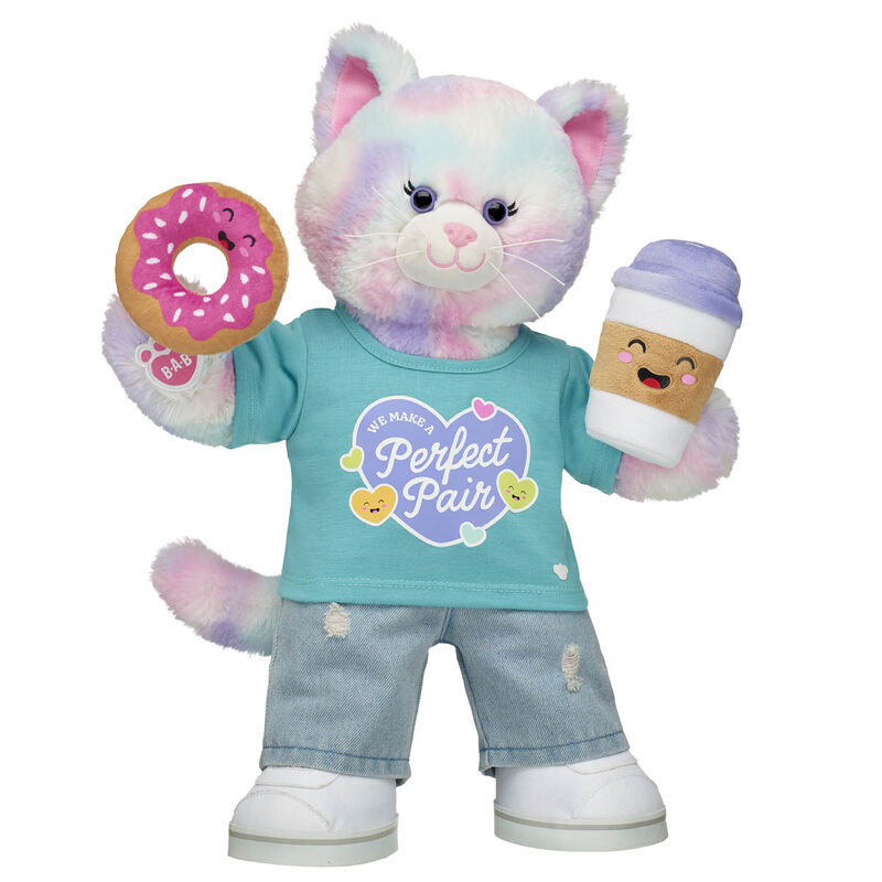 Pastel Swirl Kitty Stuffed Animal Coffee and Donuts Gift Set  - Build-A-Bear Workshop®